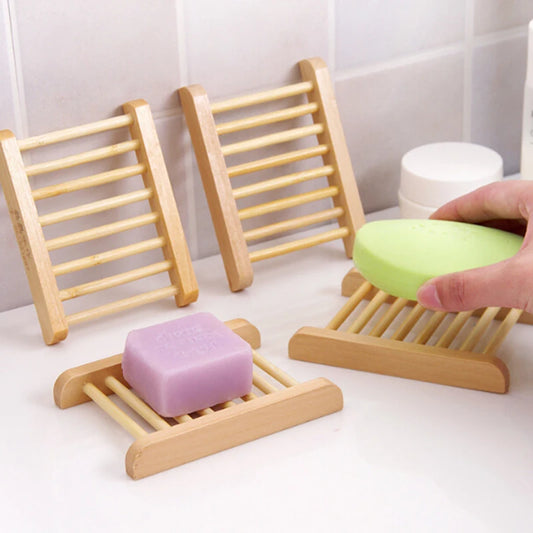 Eco-friendly Natural Bamboo Soap Dishes Bamboo Bath Soap Holder Case Tray Prevent Mildew Drain Soap Box Bathroom Washroom Tools