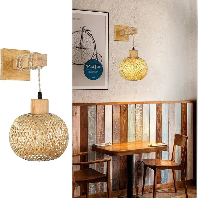 Nirontek Modern Bamboo Lantern Wall Lamp