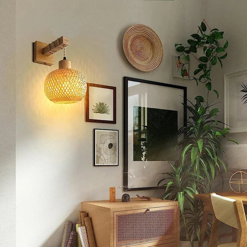 Nirontek Modern Bamboo Lantern Wall Lamp