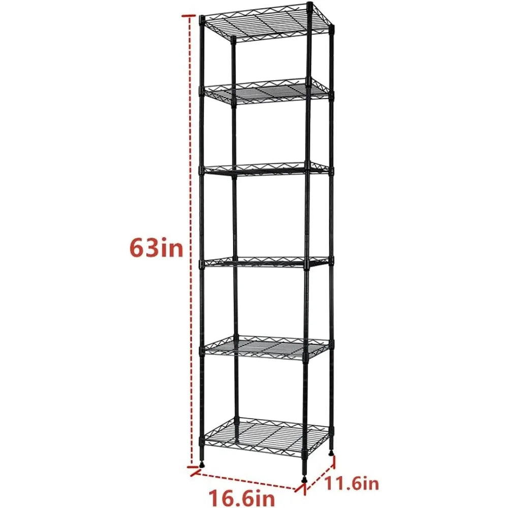 6 Wire Shelving Steel Storage Rack Adjustable Unit Shelves for Laundry Bathroom Kitchen Pantry Closet