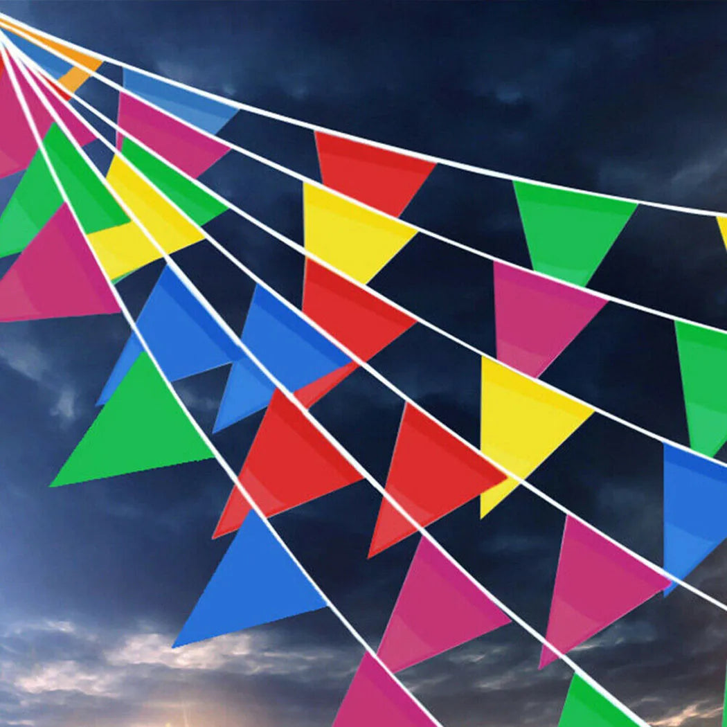 100 Meters Handmade Fabric Bunting Triangle Flags Wedding Festival Outdoor Decor Pennant String Banner Buntings Colorful