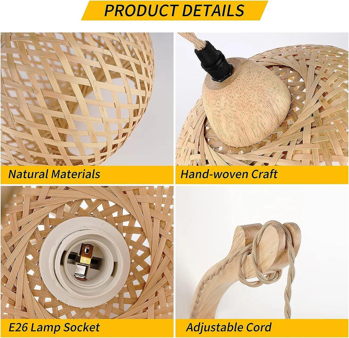 Nirontek Handwoven Bamboo Lantern Wall Lamp