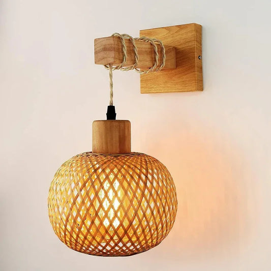 Nirontek Modern Bamboo Lantern Wall Lamp
